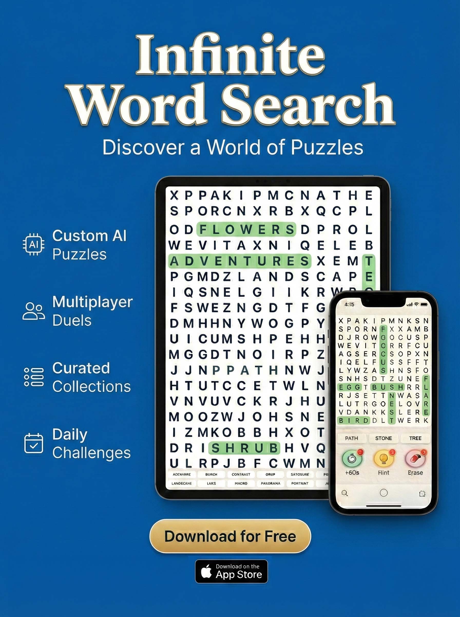 Infinite Word Search App Interface